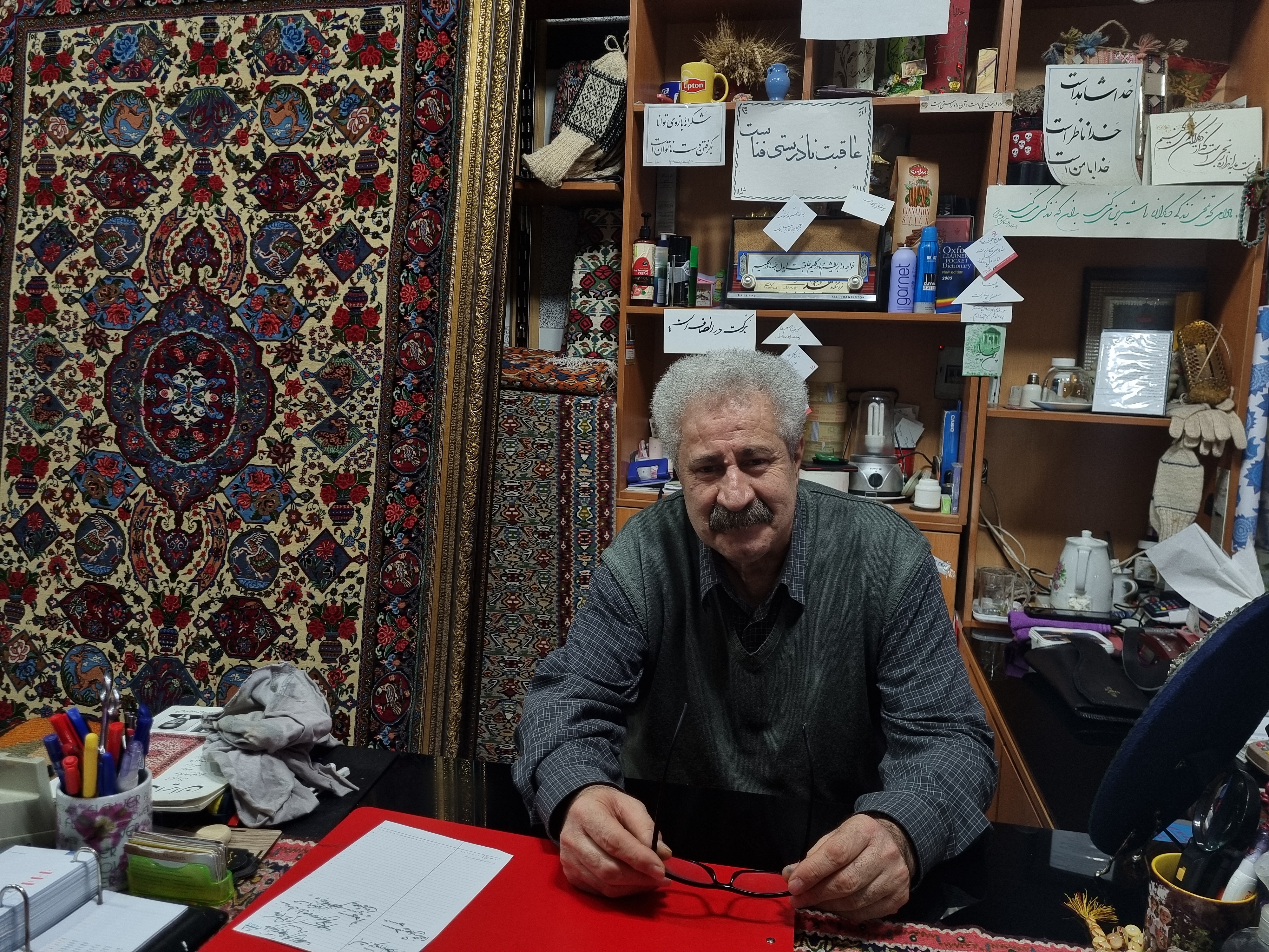 In a carpet shop in Bijar’s old bazaar, 26 February 2025.
