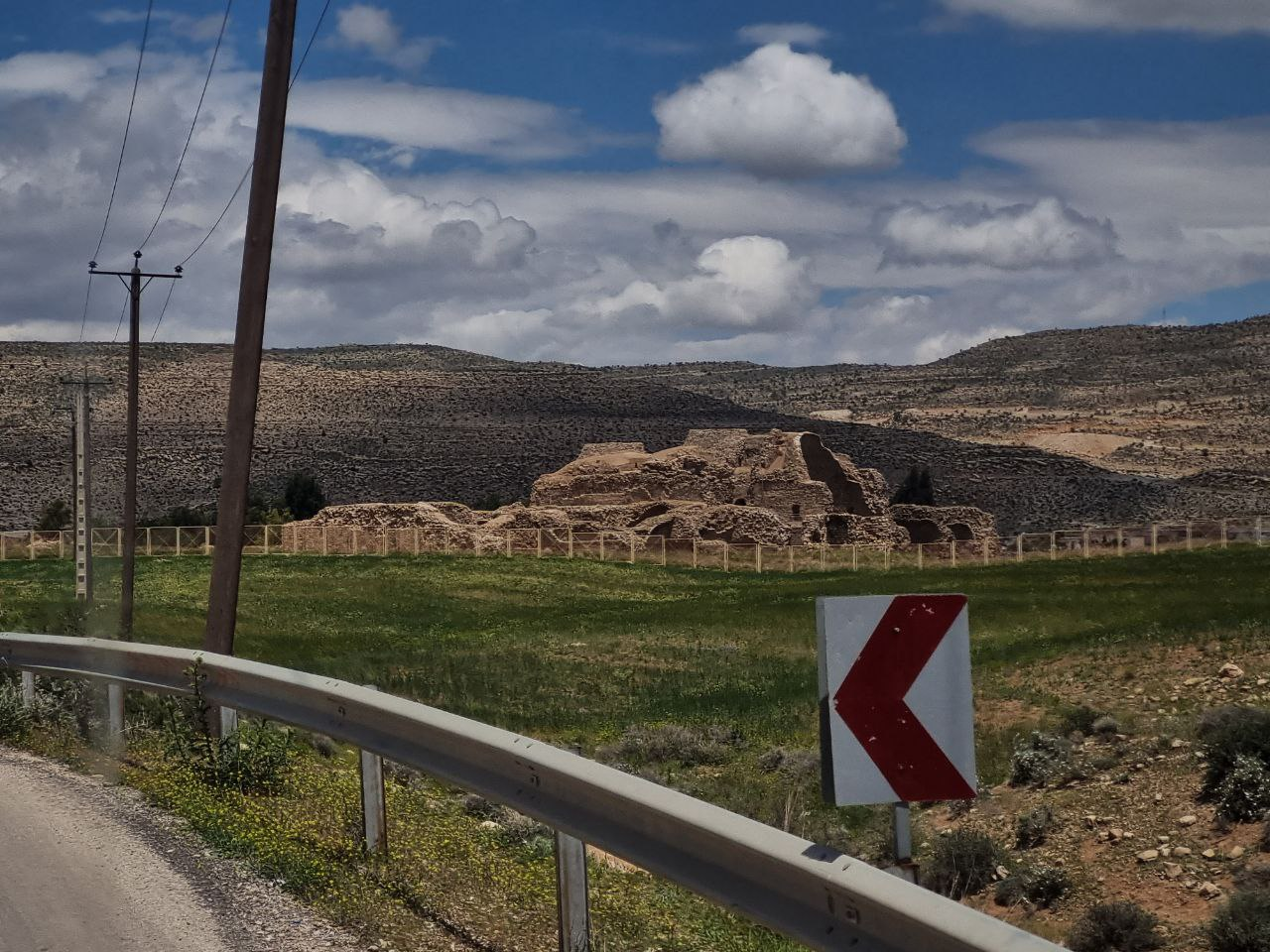 Ruins beside the road near Firuzabad.