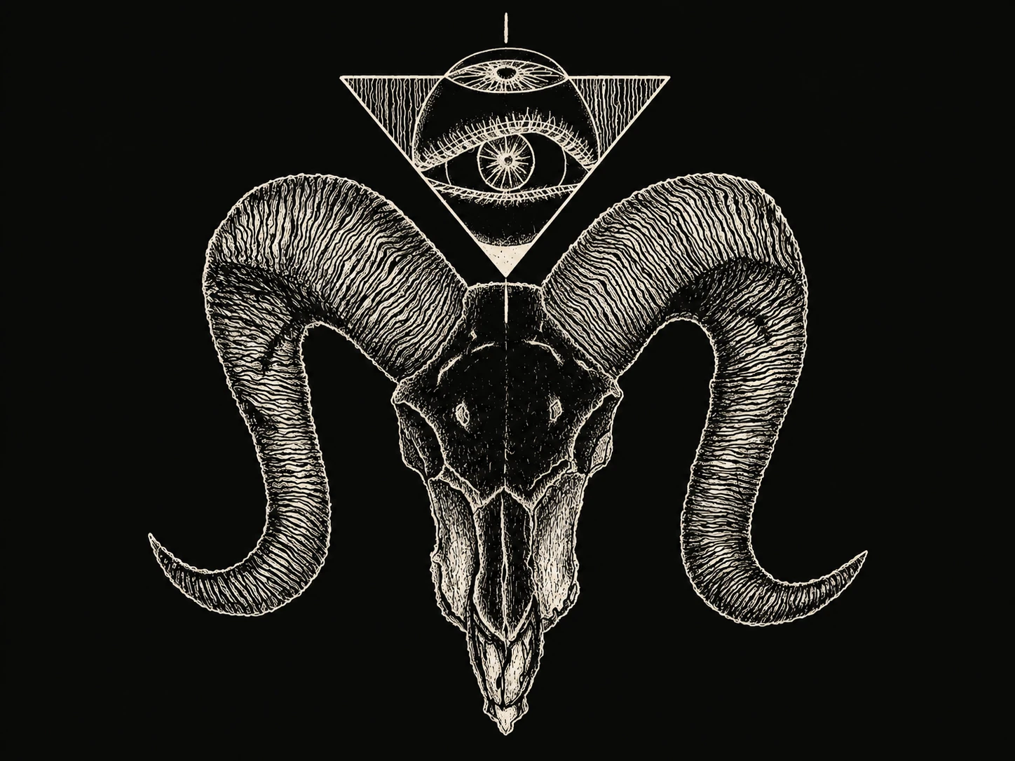 Horned skull and eyes / cleaned presentation of the original drawing