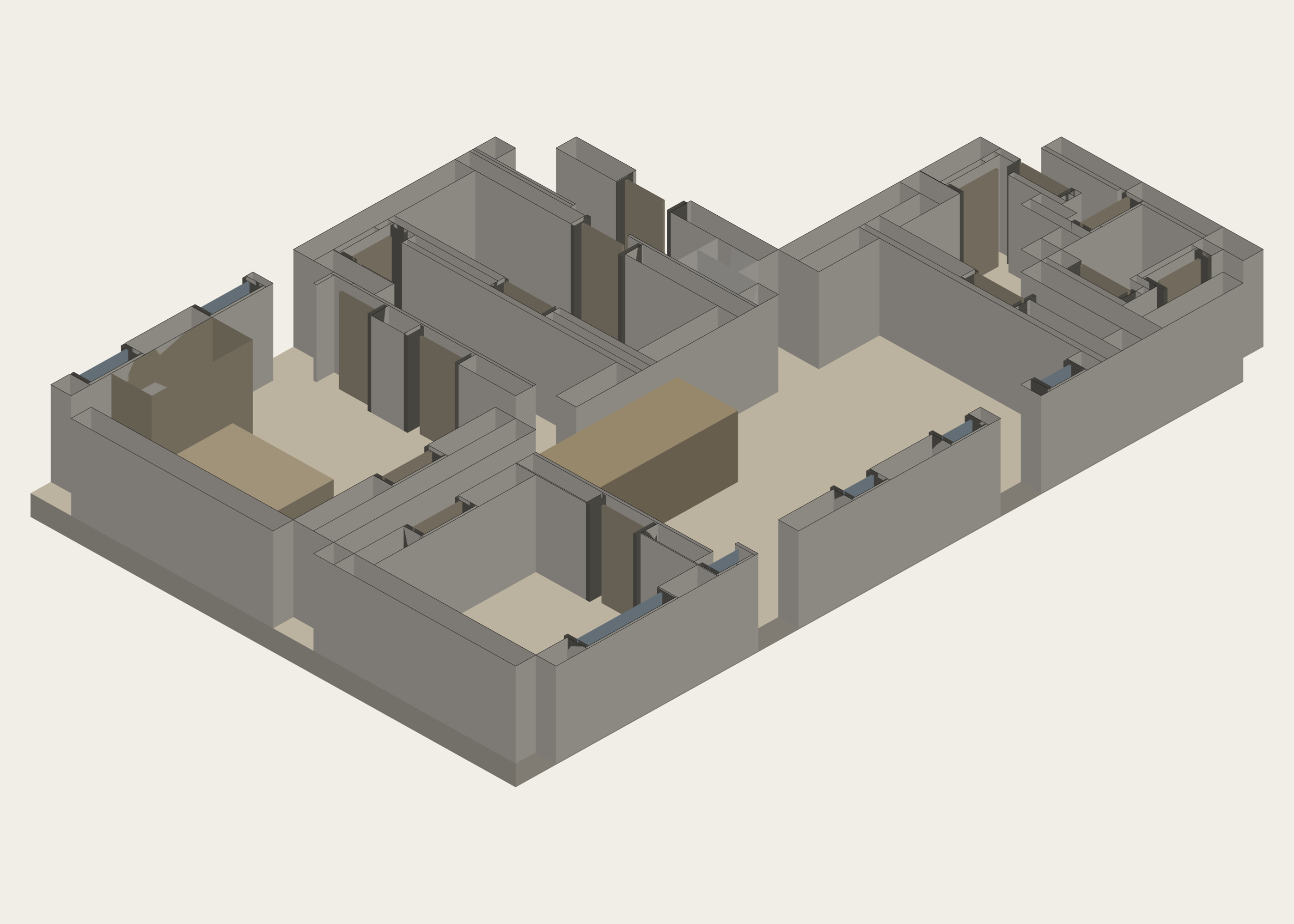 Rendered native C01 T1 dwelling model, unit 006