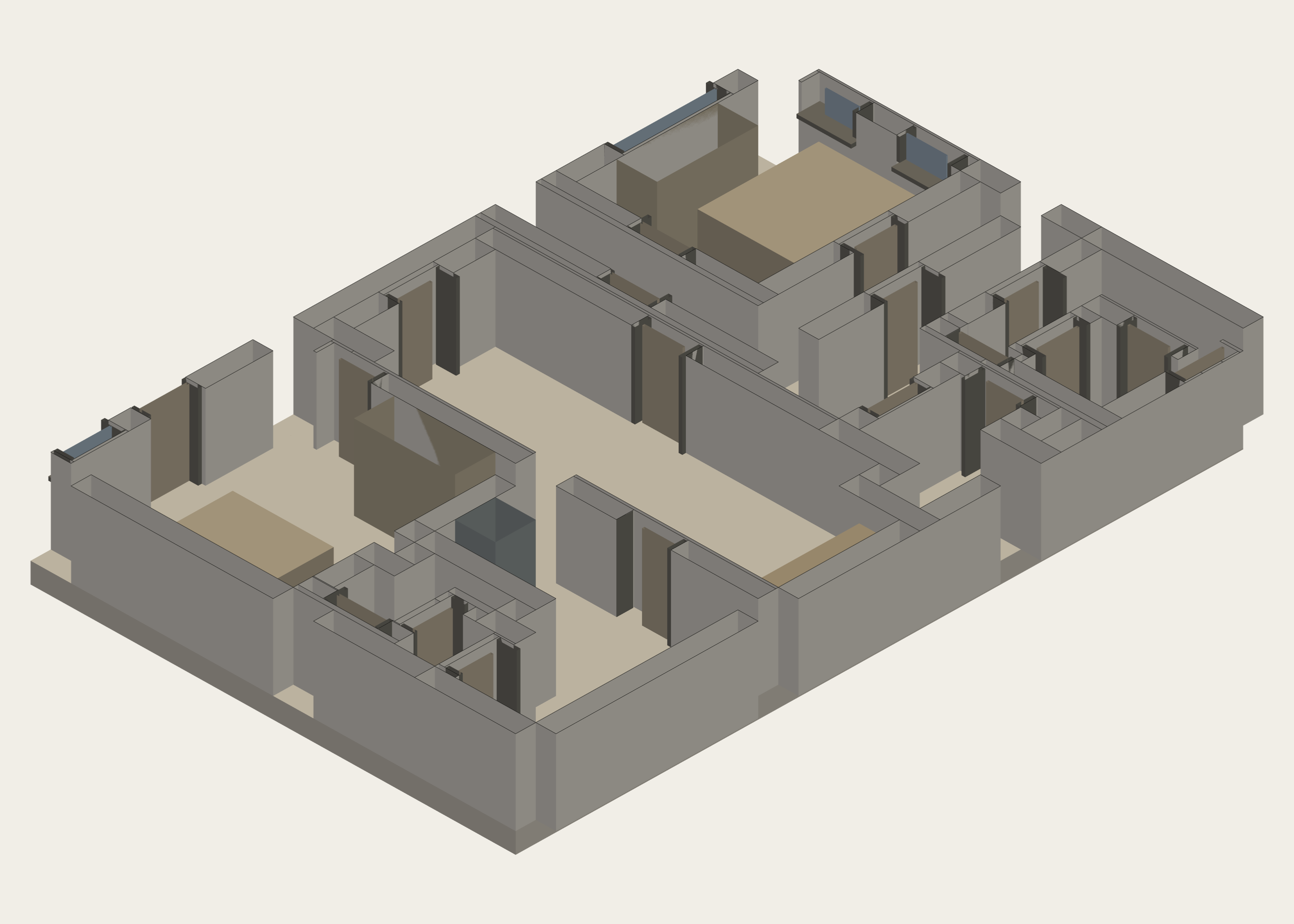 Rendered native C01 T2 dwelling model, unit 022