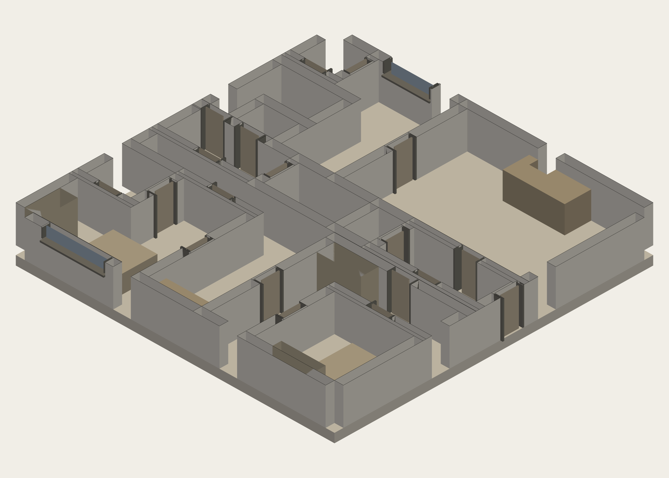 Rendered native C01 T4 dwelling model, unit 072