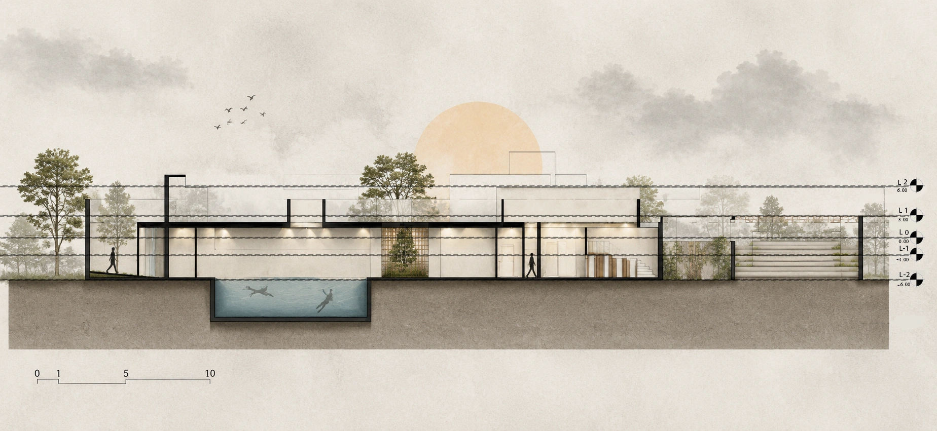 Original rendered architectural section