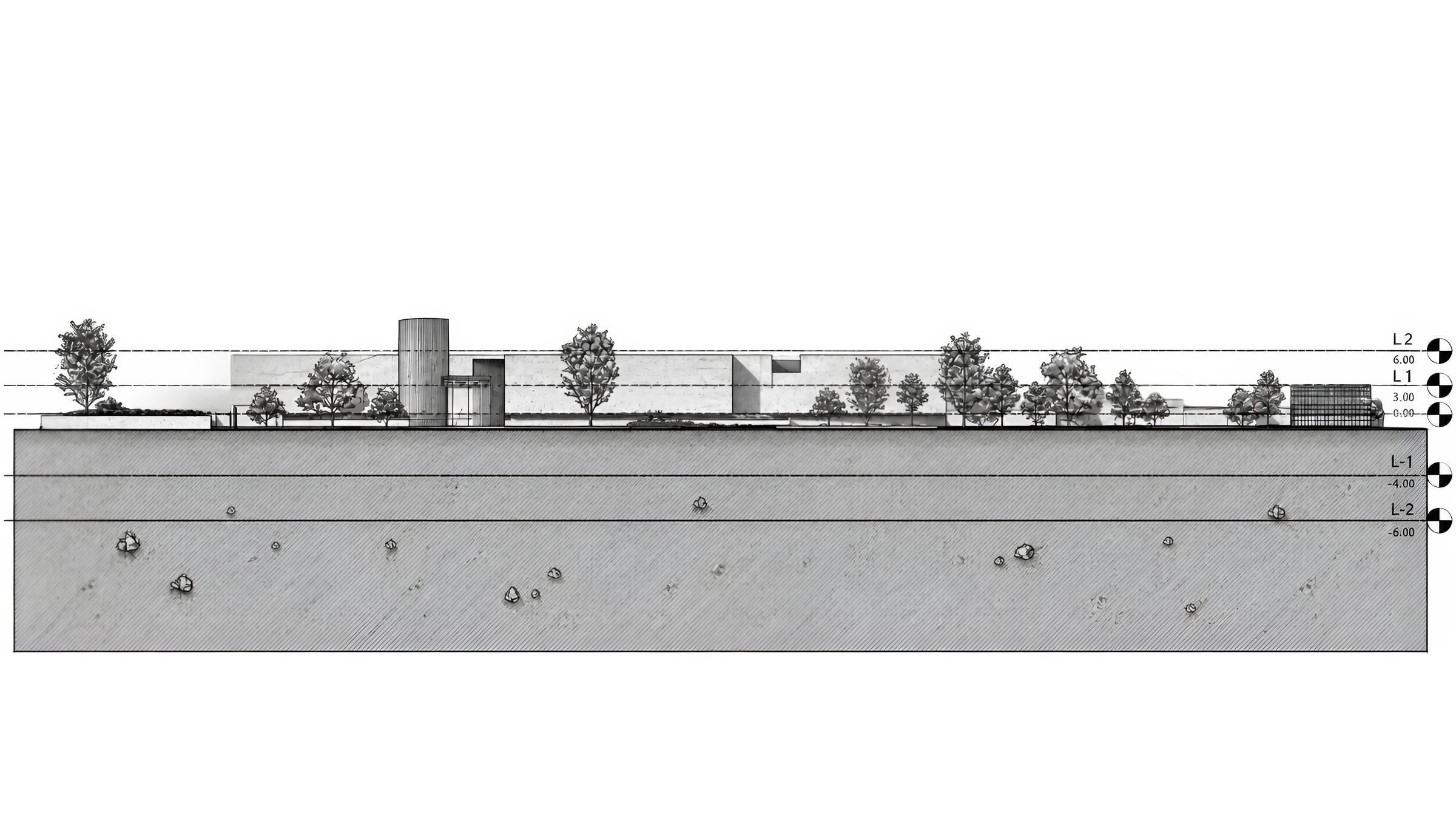 Original monochrome north elevation of Oasis
