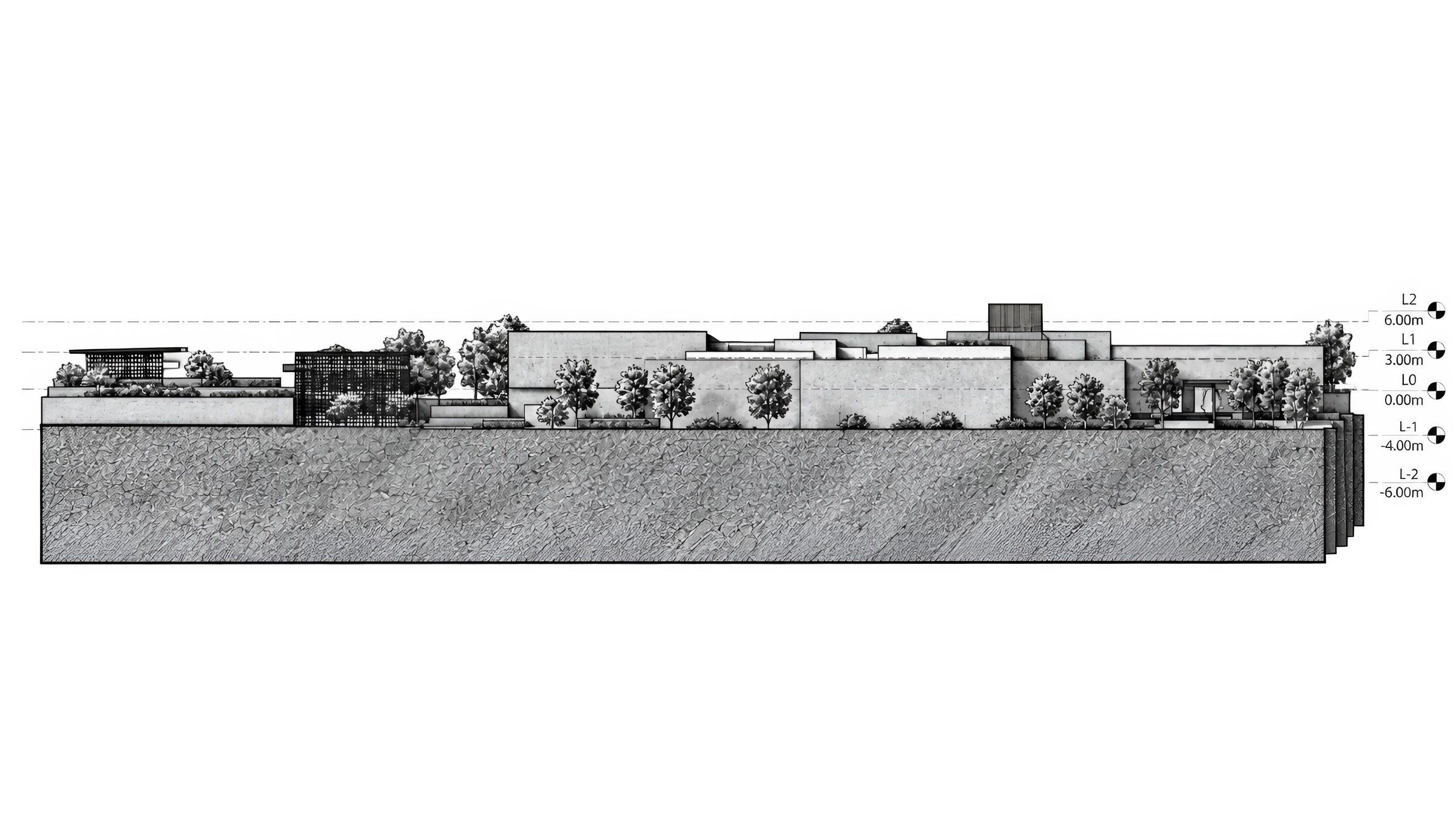 Original monochrome south elevation of Oasis