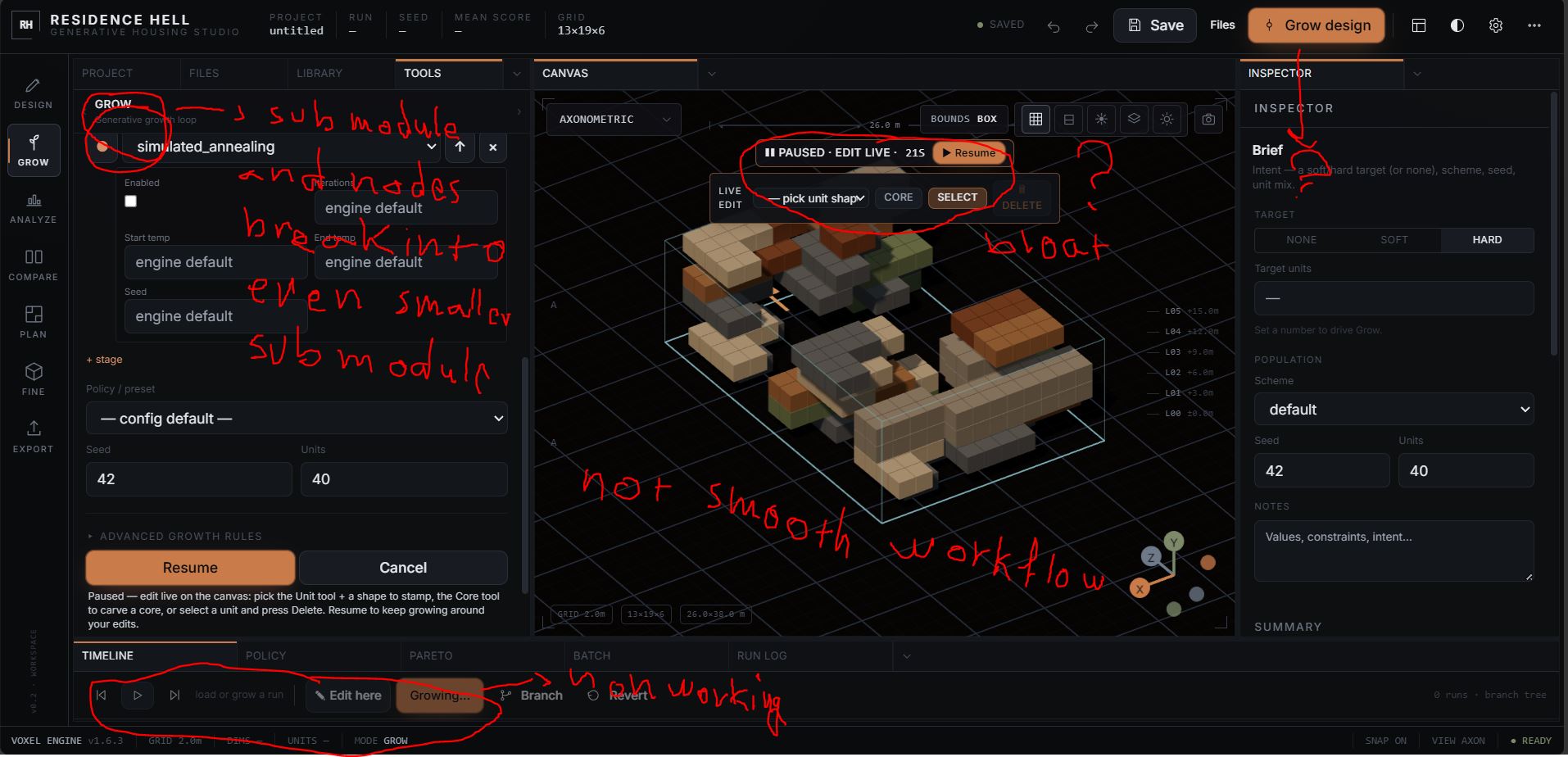 Author annotated screenshot of an early software bug