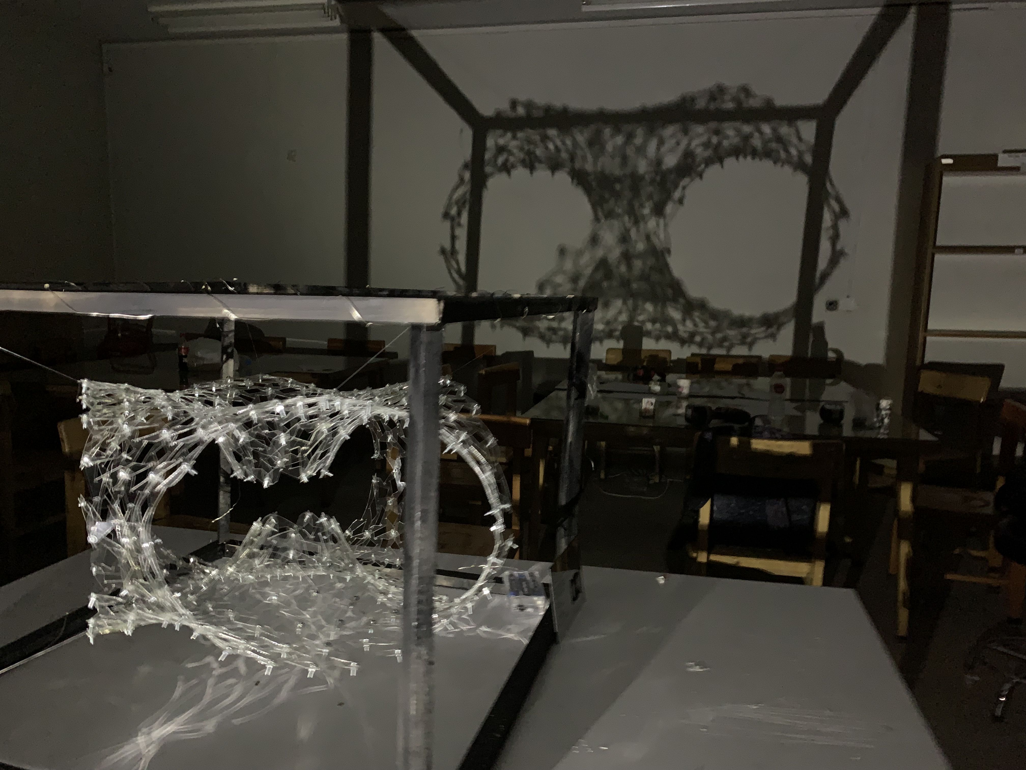Completed Wormhole object casting a shadow on the wall