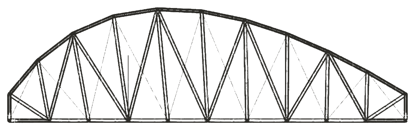 Saved centered-crown arched truss linework