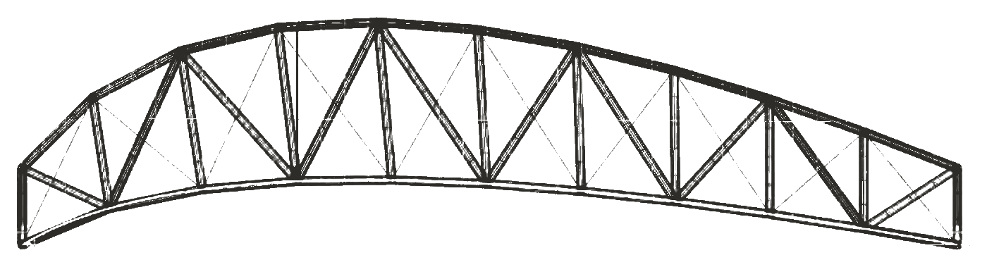 Saved truss with bowed lower chord