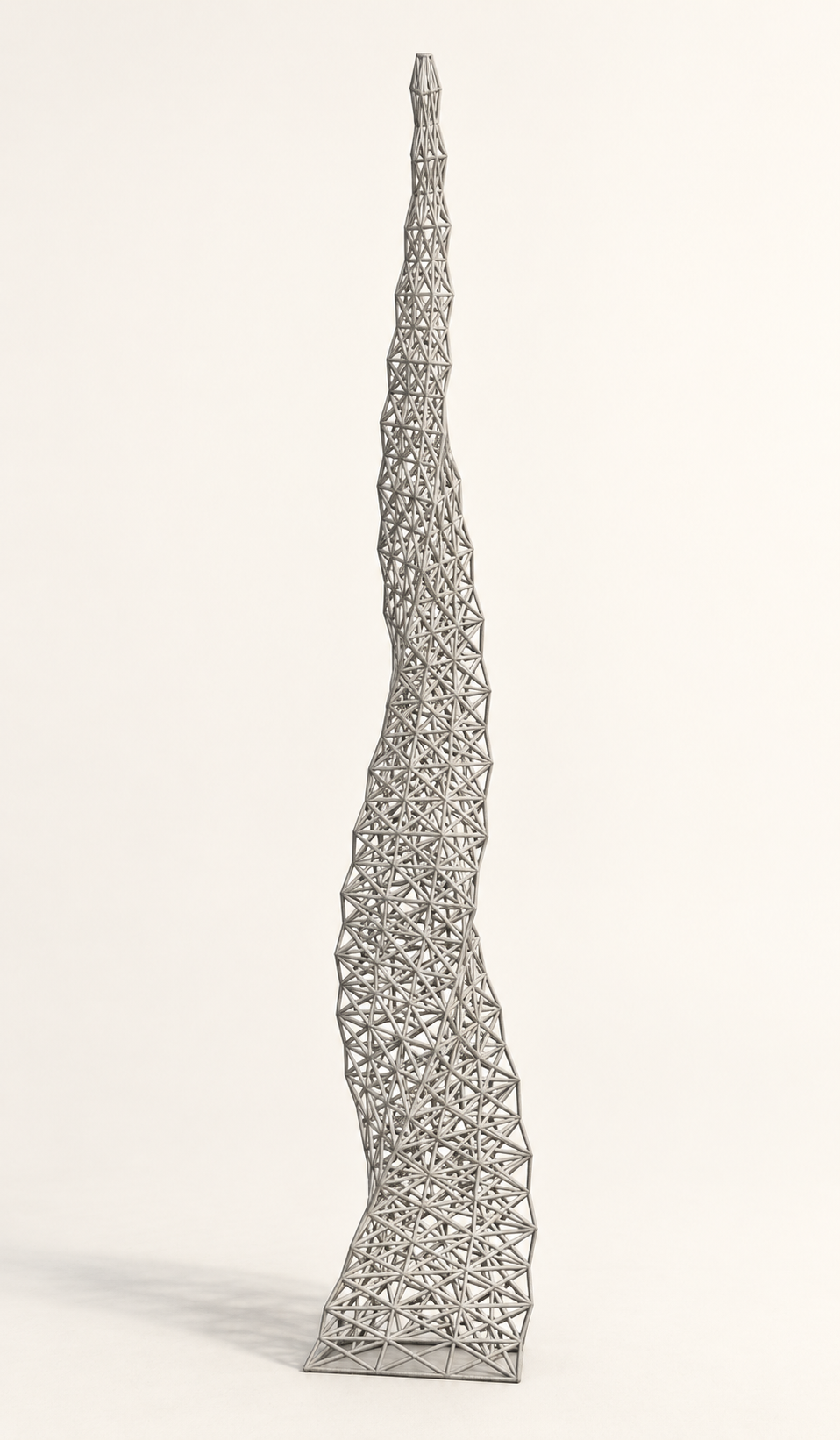 Pale material interpretation of the first tower mesh state's taper and open lattice