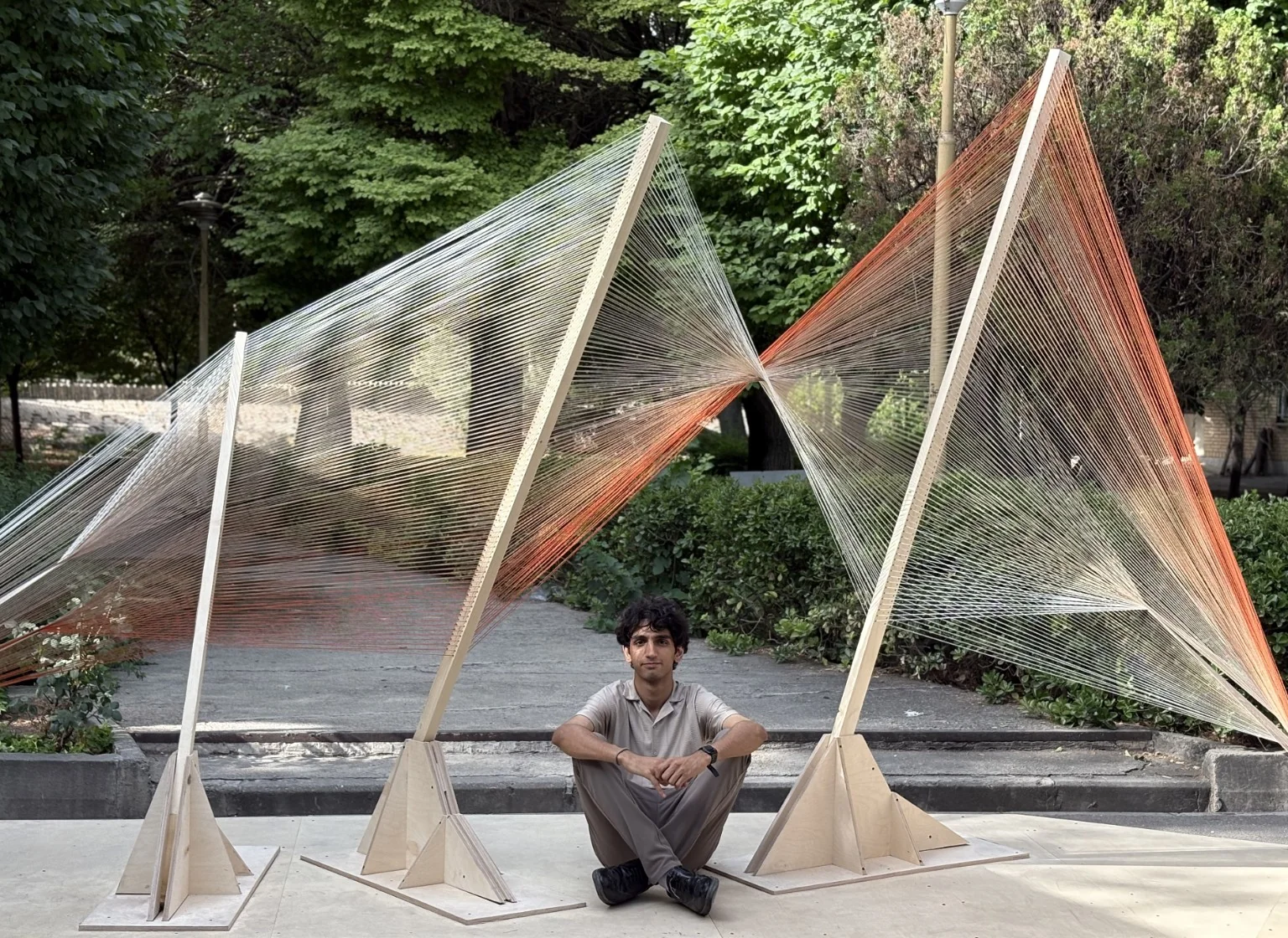 Wood–Thread Pavilion / original photograph of the built installation